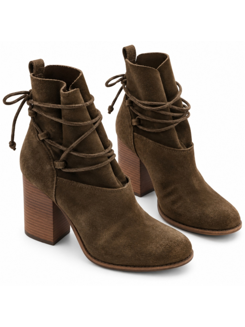Jessica Simpson Satu Boots Women 7M Brown Suede Leather Lace Up Block Heel